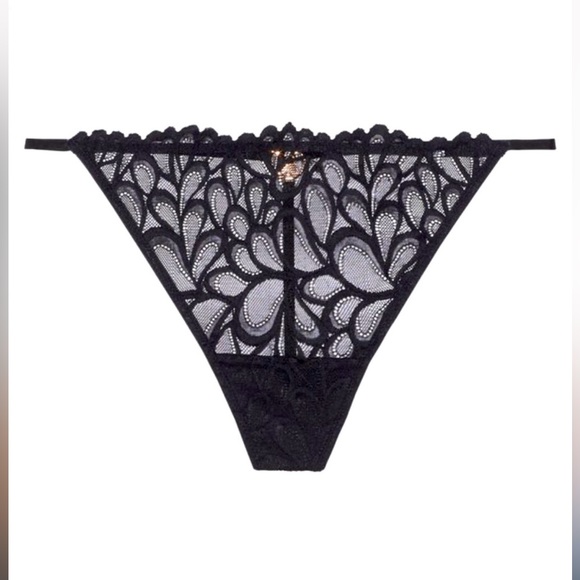 Savage X Fenty Black Caviar Geo Daisy Bralette & Lace String Medallion Thong Set - Picture 9 of 16